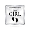 BIS Hallmarked Personalised Silver Square Coin New Born Baby Girl 20 Gram 999 Pure