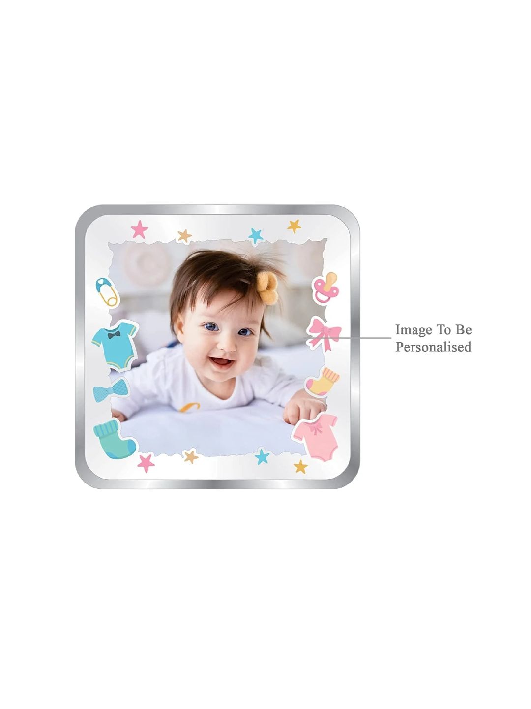 BIS Hallmarked Personalised Silver Square Coin New Born Baby Girl 20 Gram 999 Pure