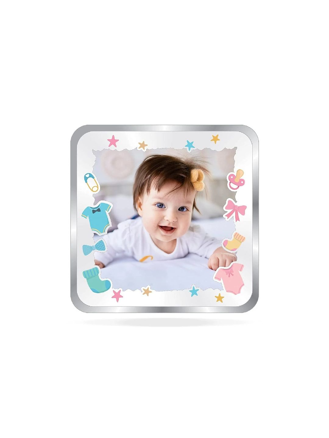 BIS Hallmarked Personalised Silver Square Coin New Born Baby Girl 20 Gram 999 Pure