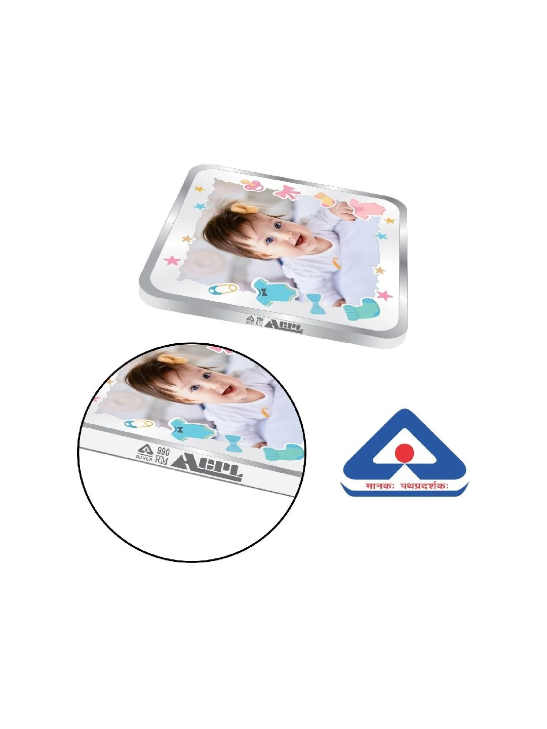 BIS Hallmarked Personalised Silver Square Coin New Born Baby Girl 20 Gram 999 Pure