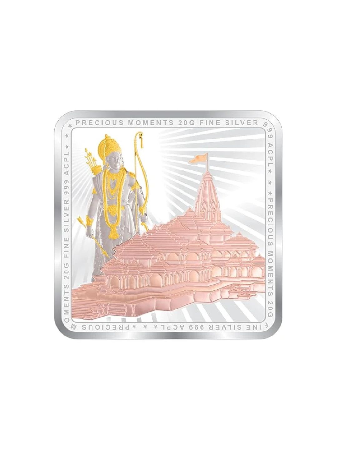 BIS Hallmarked Silver Coin Ayodhya Ram Temple Colorful Design 999 Pure