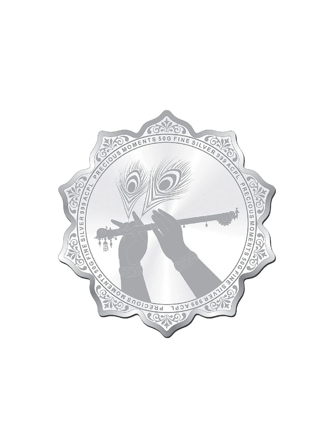 BIS Hallmarked Radha Krishna lotus Design 999 Pure Silver Coin