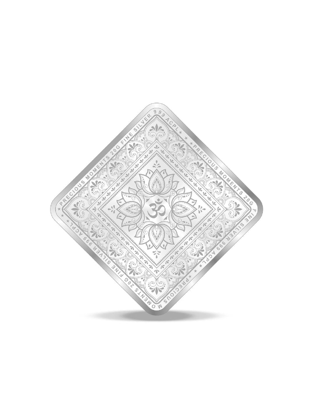 BIS Hallmarked Diamond Shape Om Design Silver Coin 999 Purity