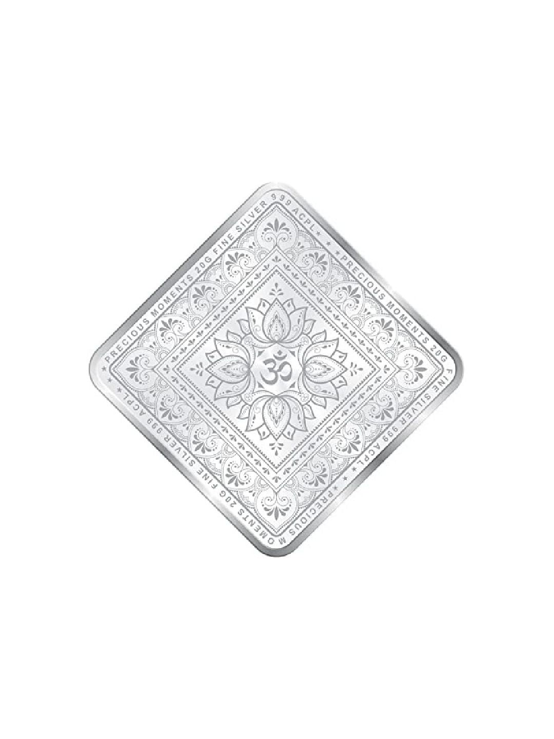 BIS Hallmarked Laxmi Ganesh Diamond Shape Design 999 Pure Silver Coin Akshay Tritiya