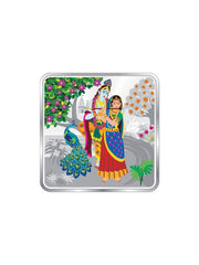 BIS Hallmarked Radha Krishna Square Silver Coin 999 Pure