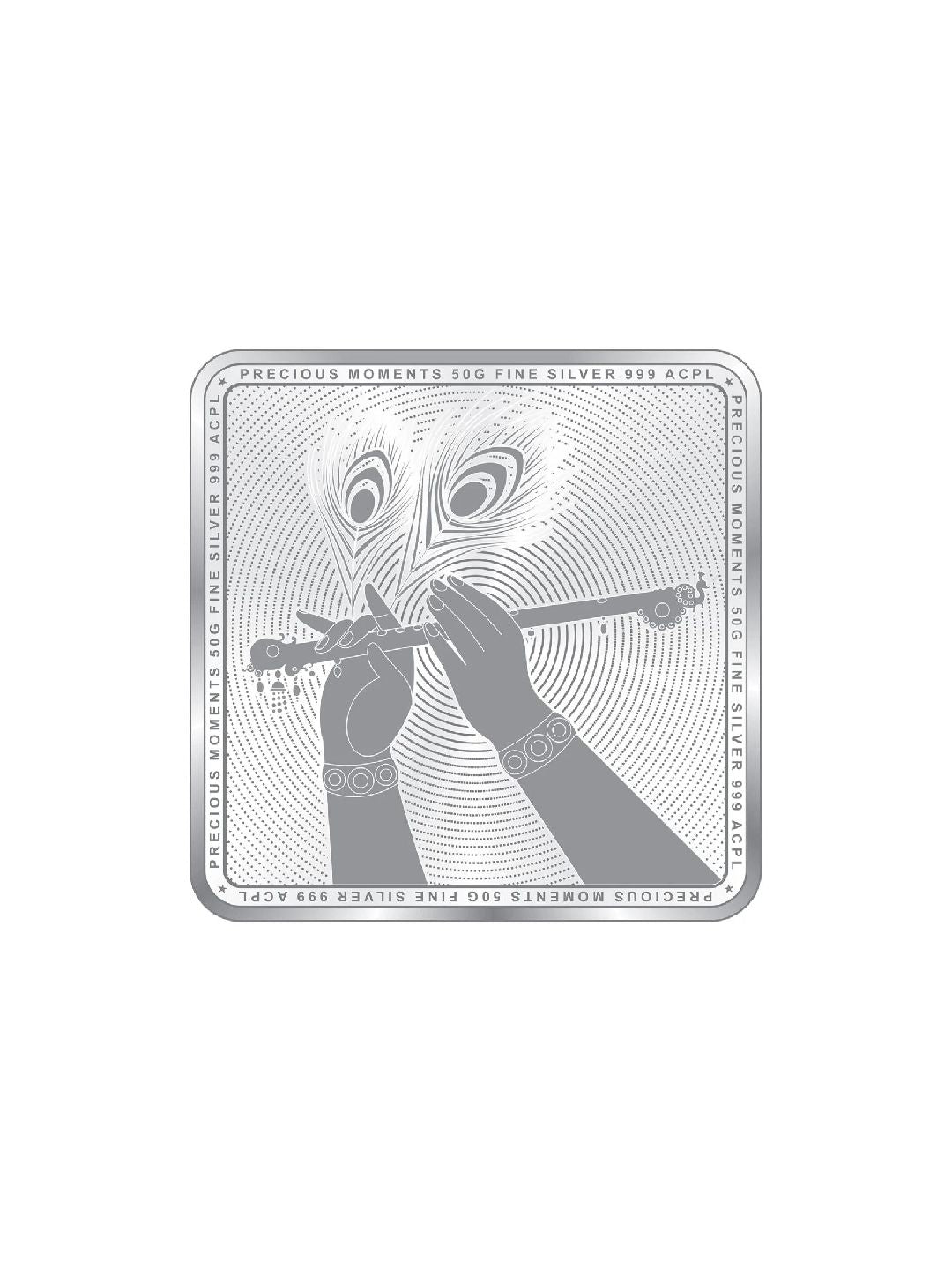 BIS Hallmarked Radha Krishna Square Silver Coin 999 Pure