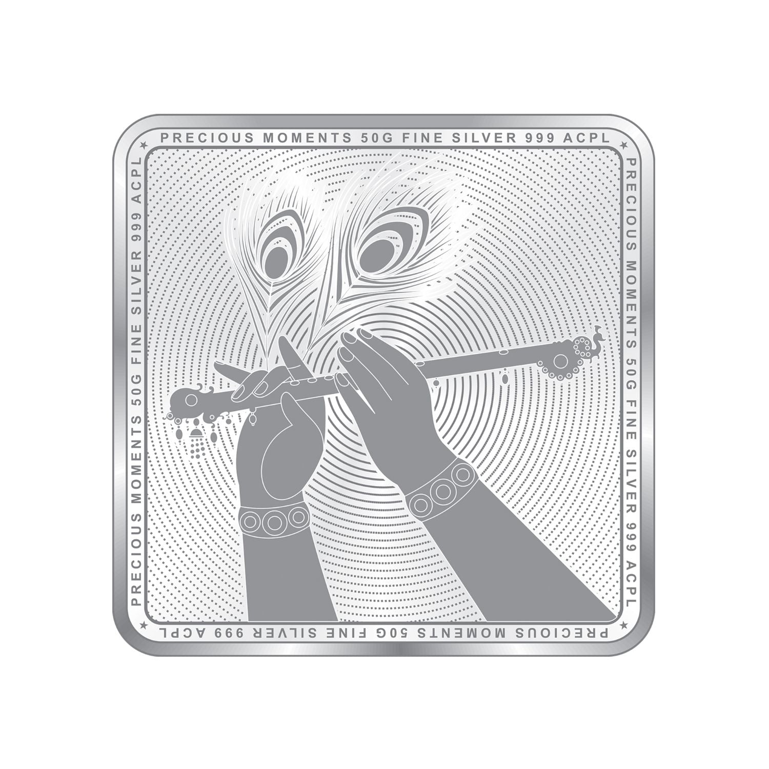 BIS Hallmarked Radha Krishna Square Silver Coin 999 Pure