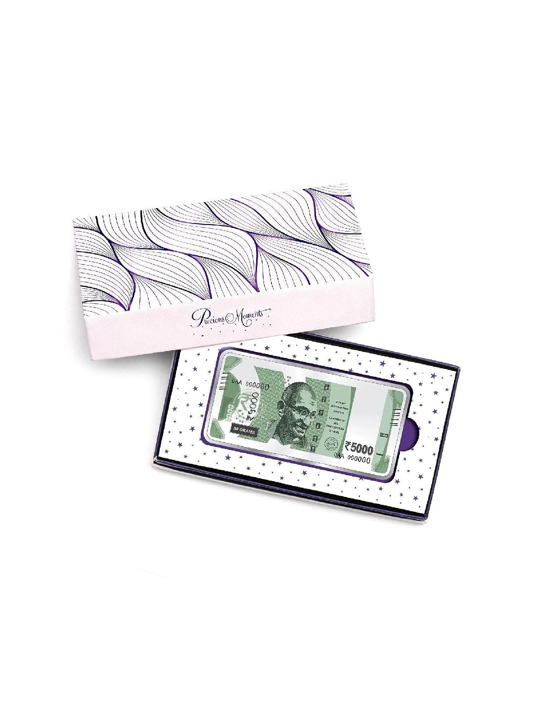 BIS Hallmarked 50 Gram Silver Currency Bar Rs.5000 999 Pure