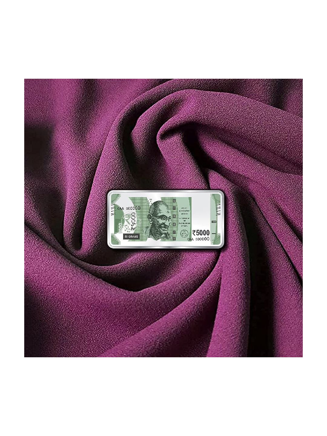 BIS Hallmarked 50 Gram Silver Currency Bar Rs.5000 999 Pure