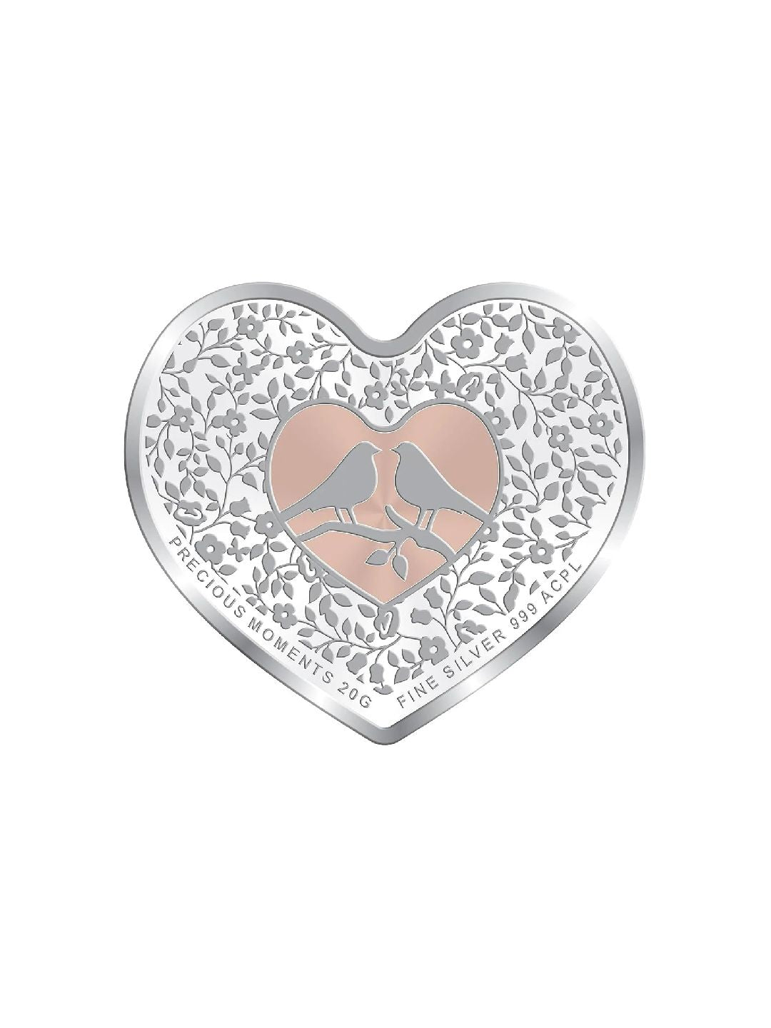 BIS Hallmarked Heart Shape Wedding Anniversary Silver Coin 20GM 999 Pure