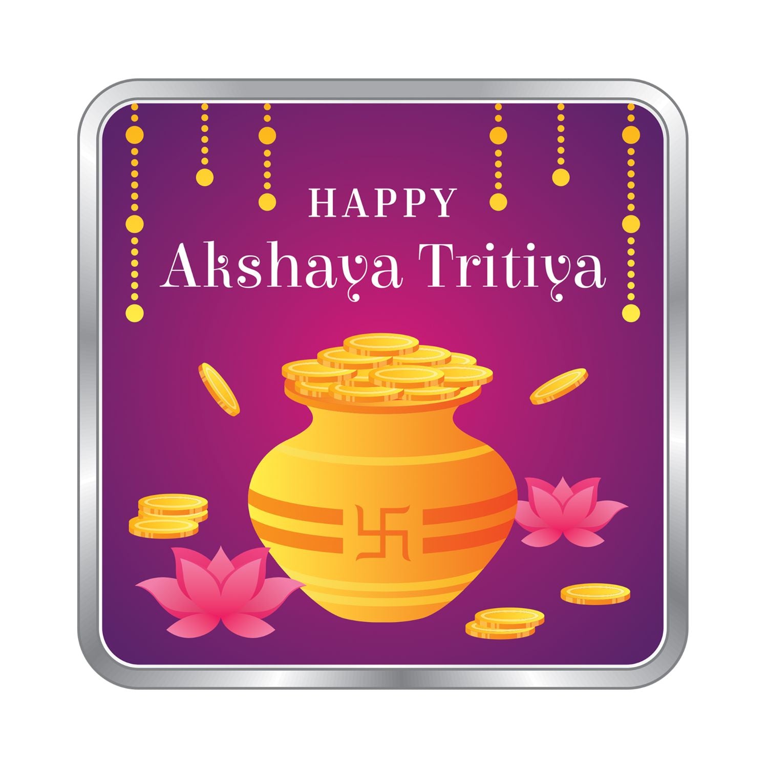 BIS Hallmarked Akshaya Tritiya Square Silver Coin 999 Pure