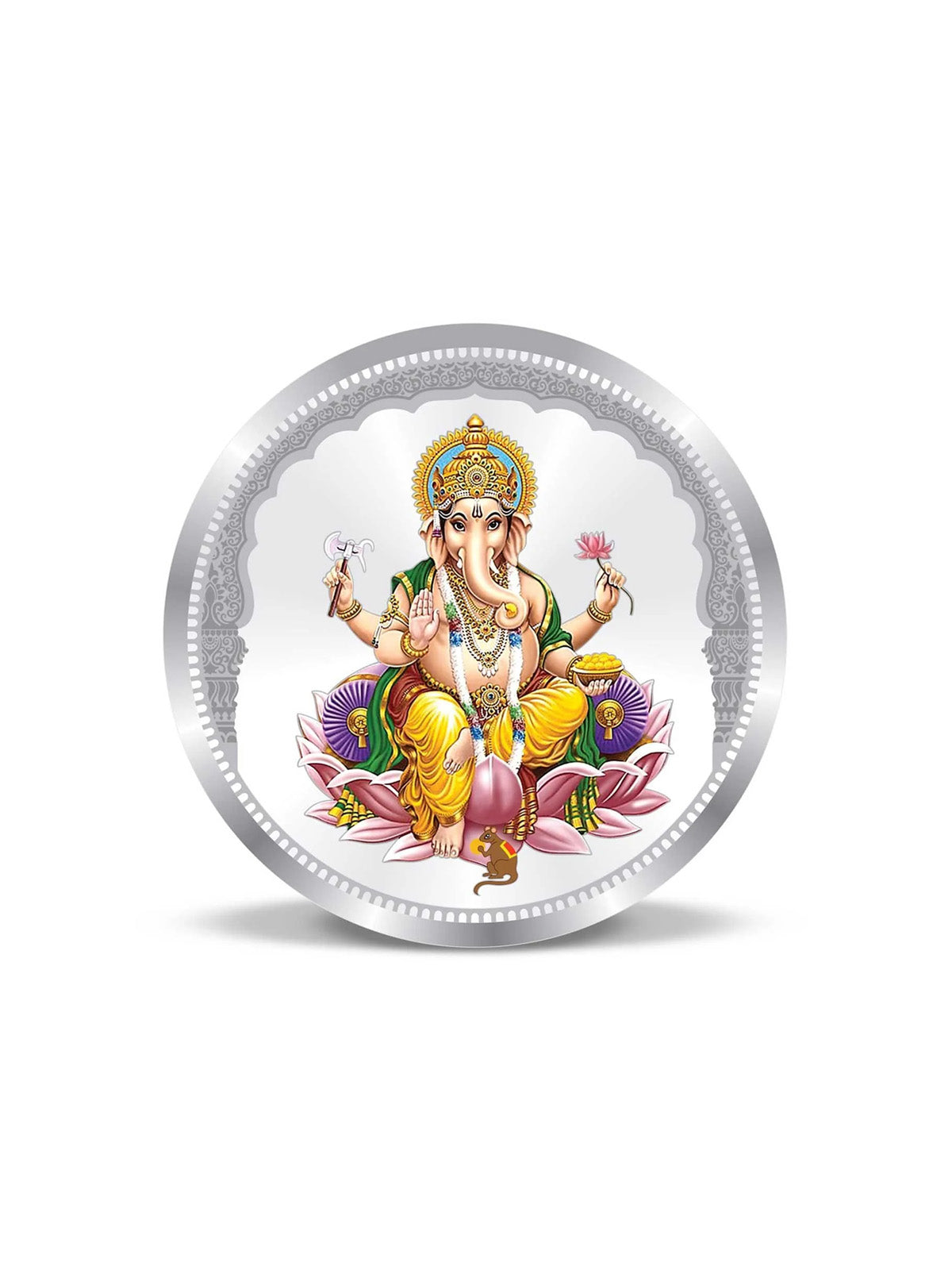BIS Hallmarked Round Shape Ganesh ji Colour Silver Coin 999 Purity