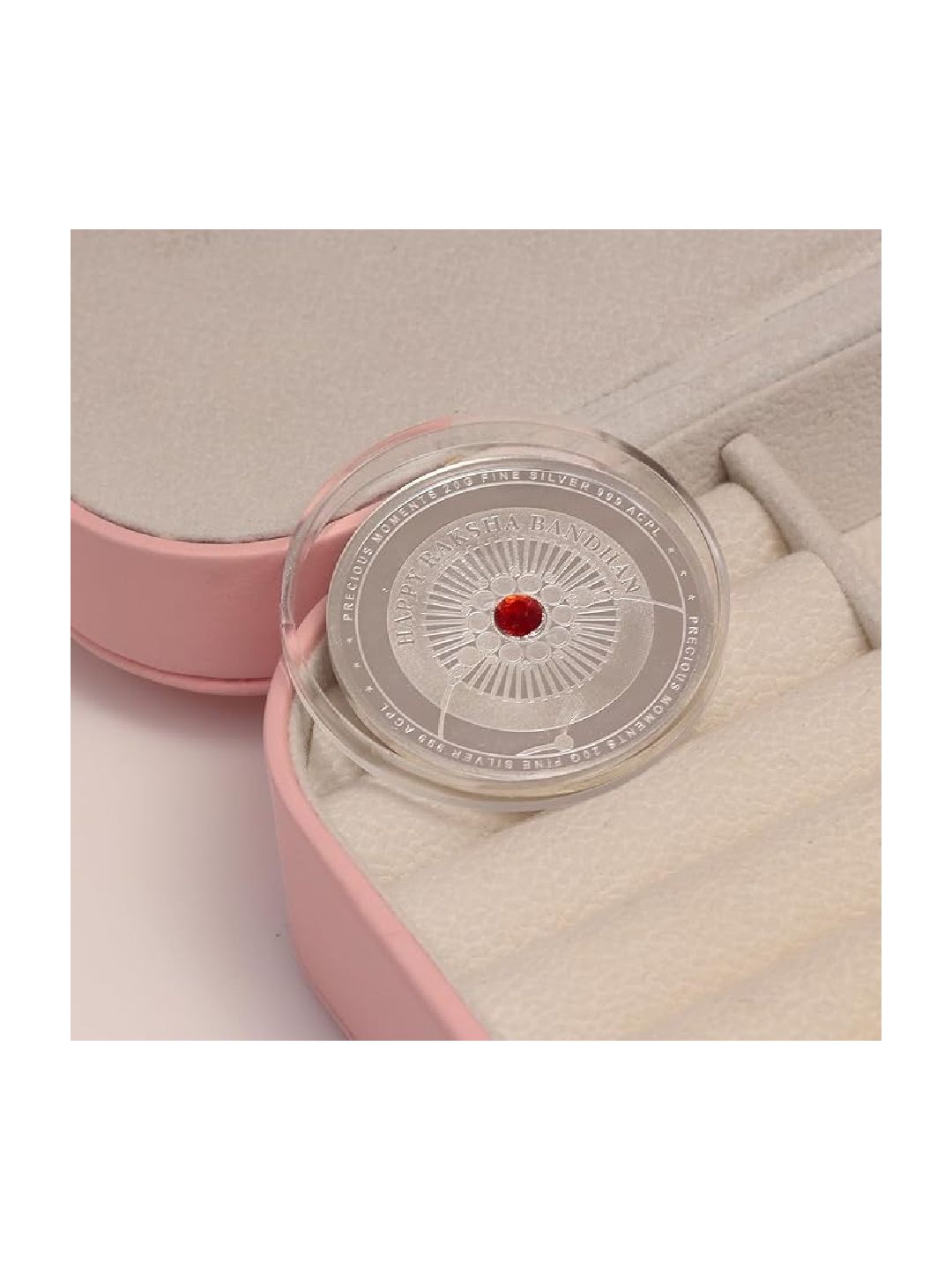 BIS Hallmarked Rakshabandhan Colorful Rakhi Silver Coin 999 Pure with Beautiful Packaging for Brother Sister and Bhaidooj