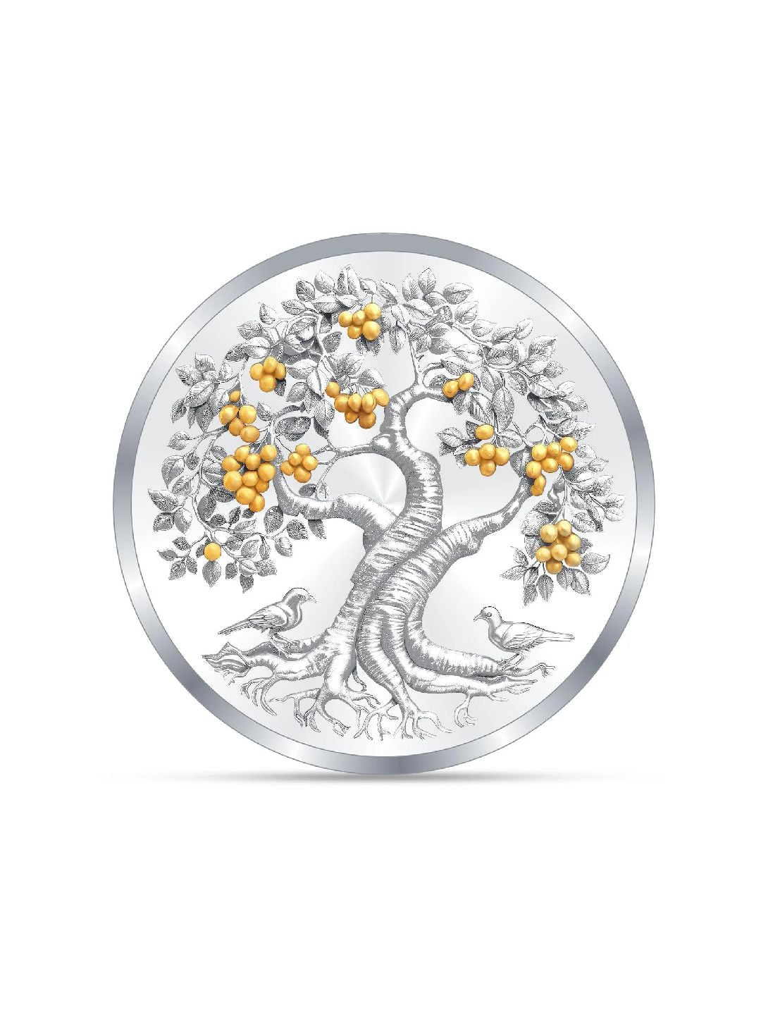 BIS Hallmarked Banyan Tree Colour 999 Pure Silver Coin Akshay Tritiya
