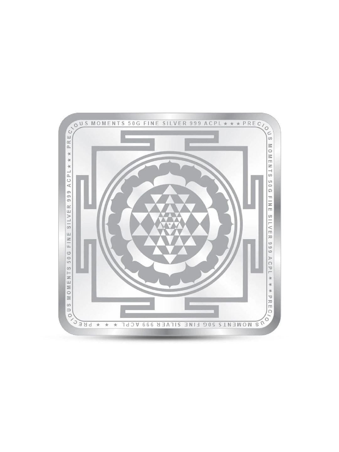 BIS Hallmarked Laxmi Ganesh Square 50Gm Silver Coin (999 Purity)