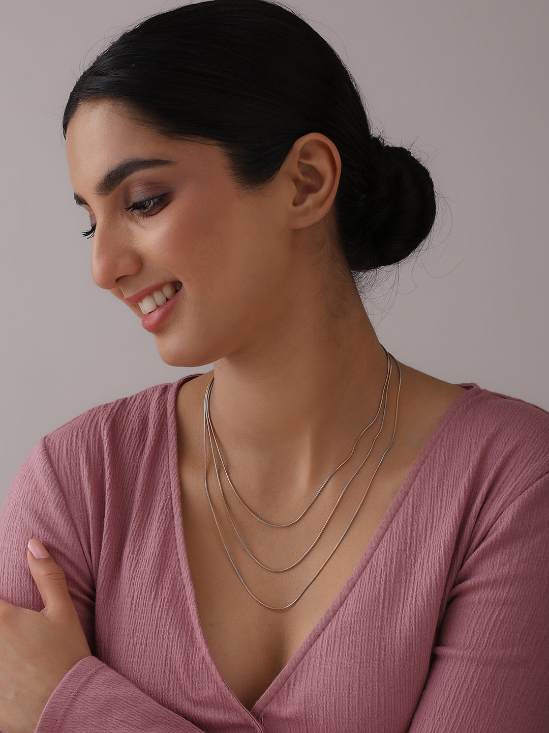 Italian Tricolor Snake Chain Necklace