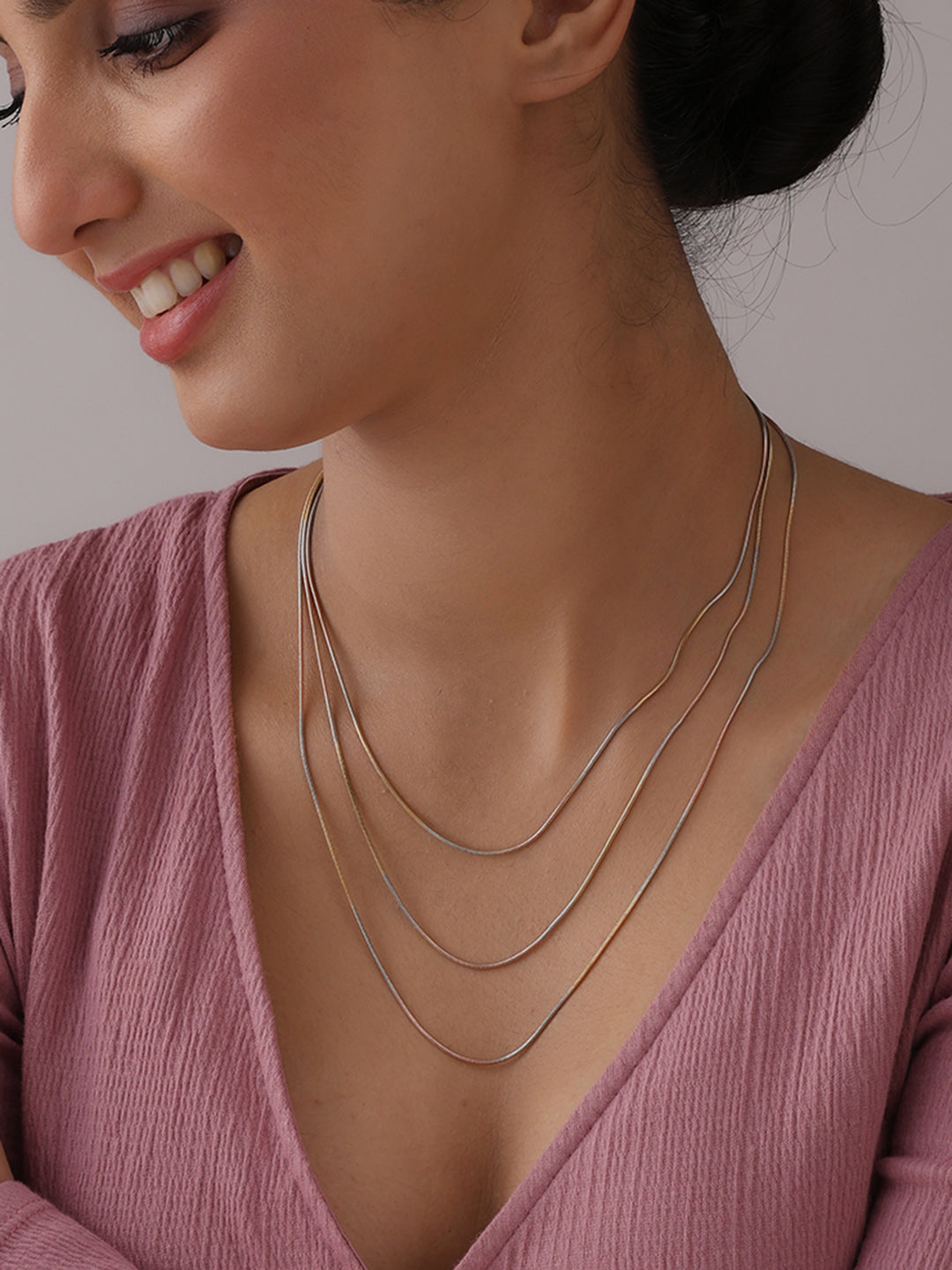 Italian Tricolor Snake Chain Necklace