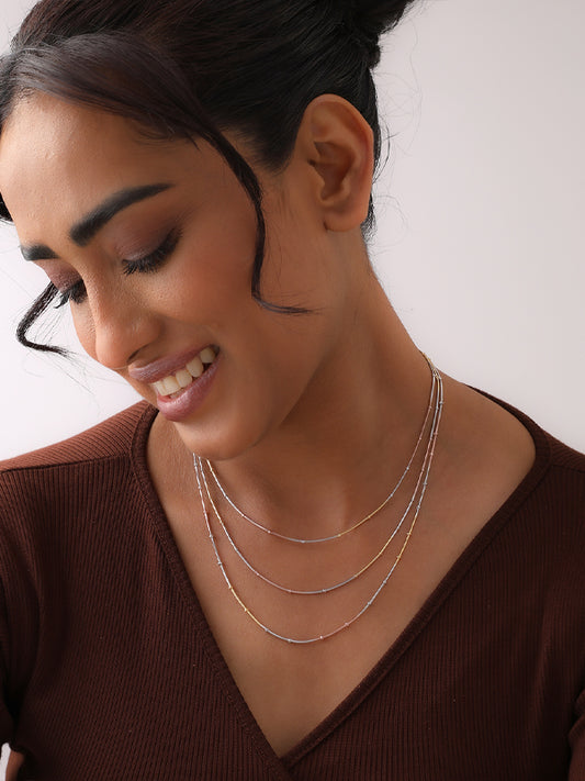 Italian Tricolor Beaded Snake Necklace