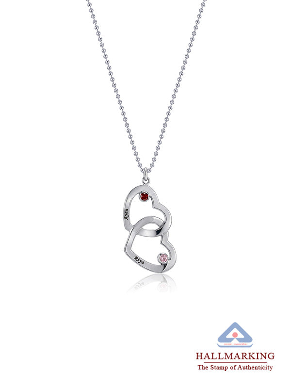 Personalized Interlocking Heart Birthstone Necklace