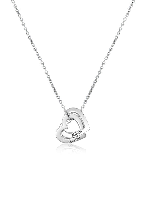Personalized Interlocking Heart Couple Necklace