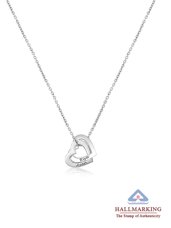 Personalized Interlocking Heart Couple Necklace