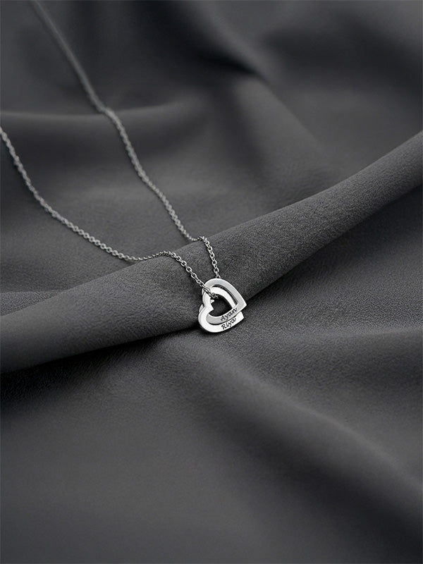 Personalized Interlocking Heart Couple Necklace