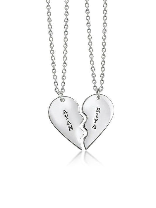 Personalized Broken Heart Couple Necklace