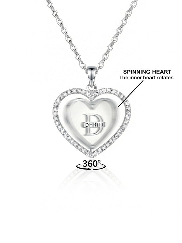 Personalized Rotating Resin Heart Necklace