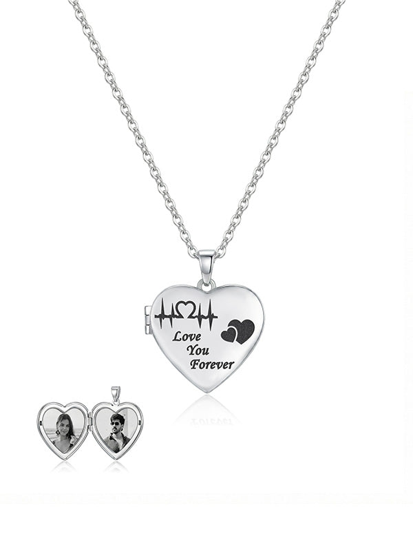 Personalized Photo Heart Locket Necklace
