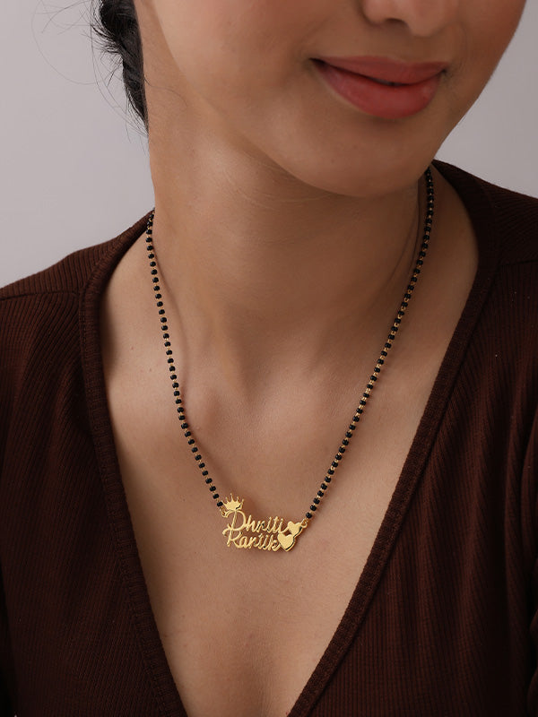 Close up of Personalized Couple Name Mangalsutra