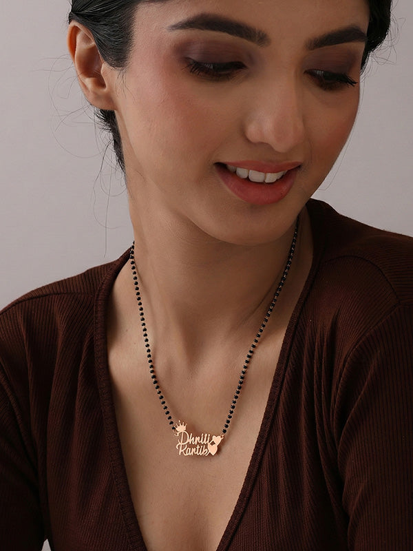 Personalized Rose-Gold Plated Couple Name Mangalsutra