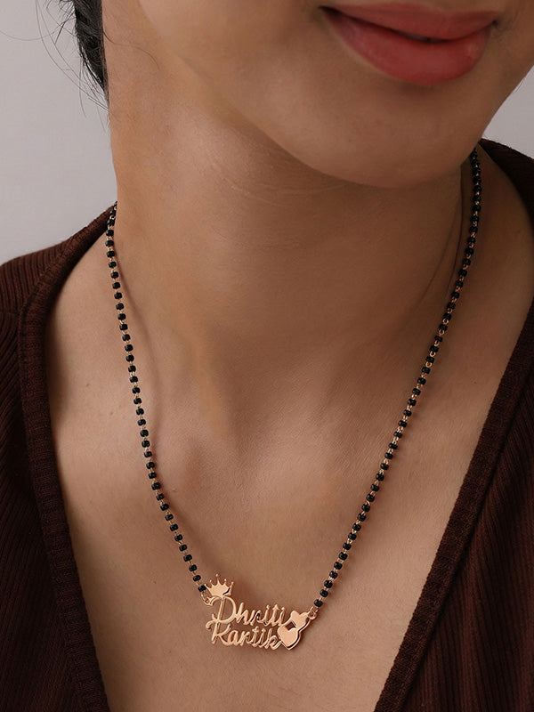 Personalized Rose-Gold Plated Couple Name Mangalsutra