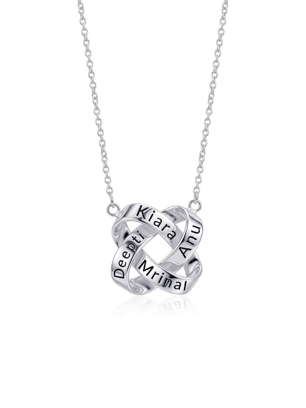 Personalised Interlocking Rings Name Pendant Necklace
