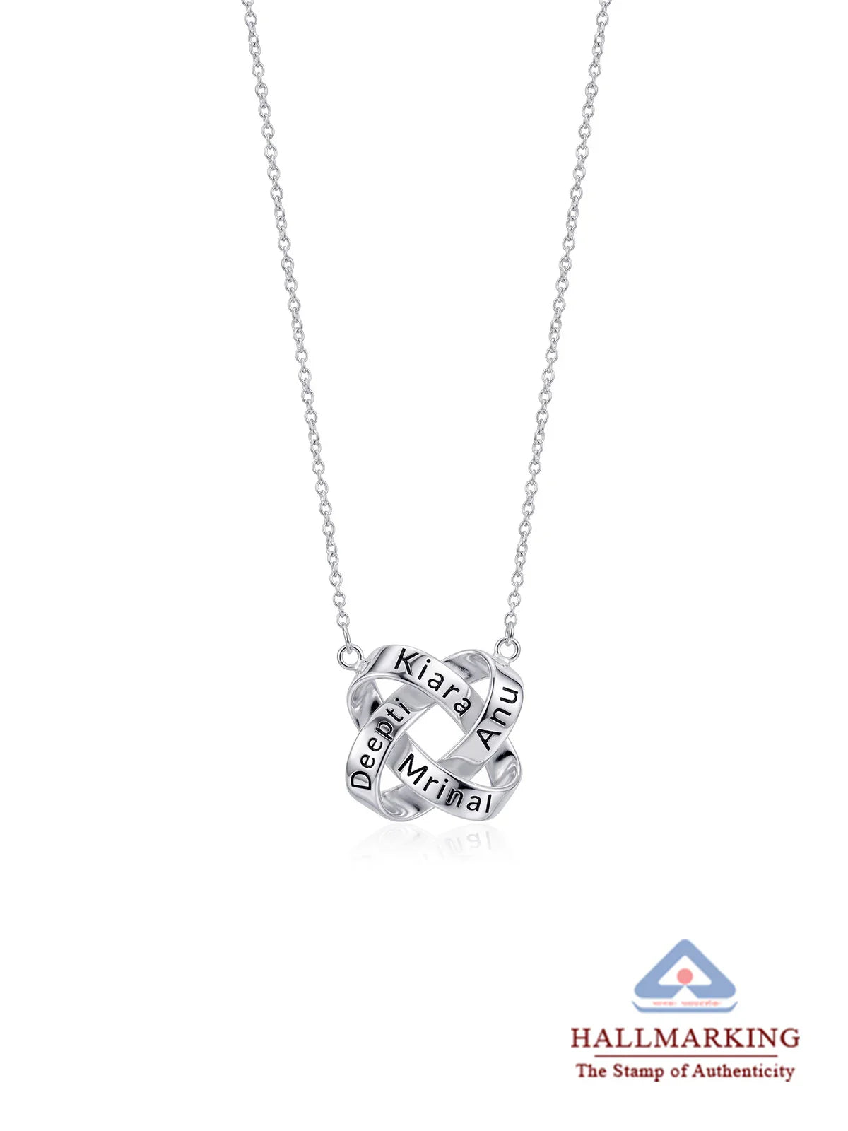 Personalised Interlocking Rings Name Pendant Necklace