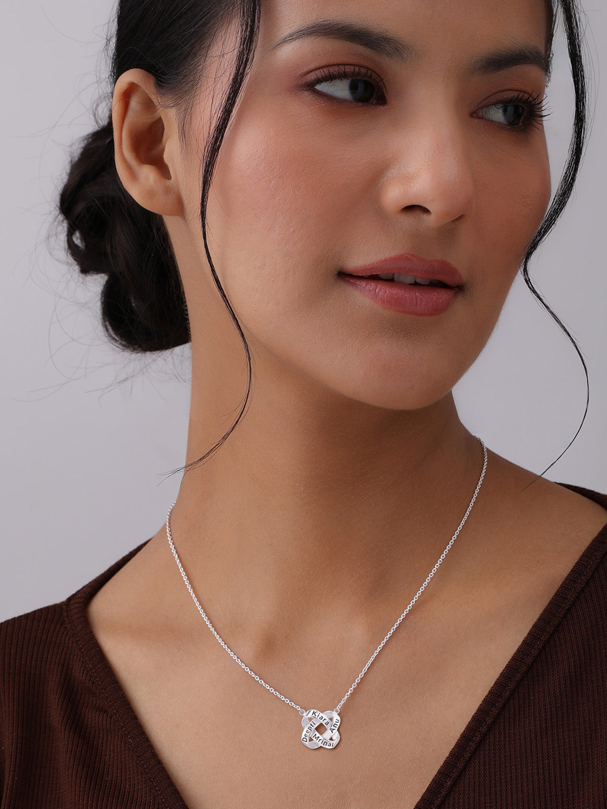 Personalised Interlocking Rings Name Pendant Necklace