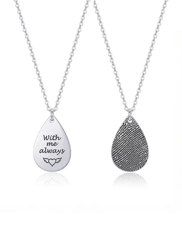 Personalized Fingerprint Name Drop Necklace