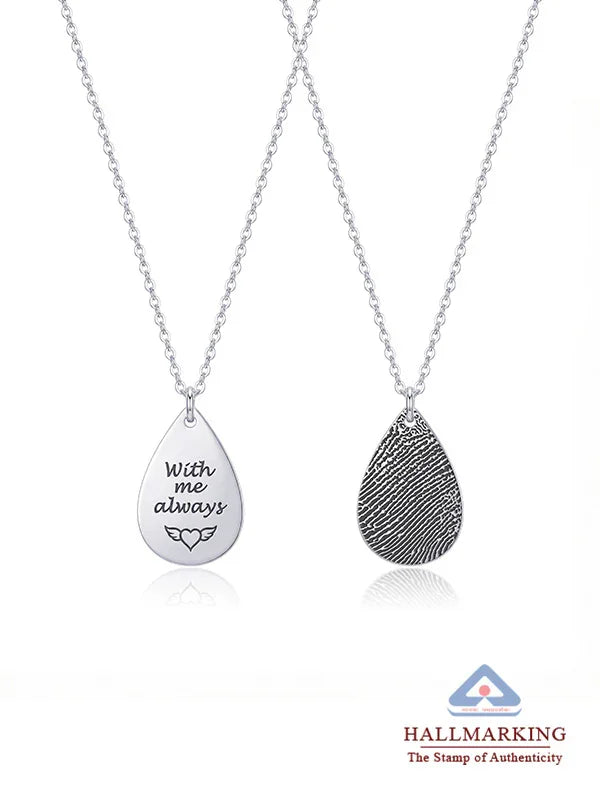 Personalized Fingerprint Name Drop Necklace