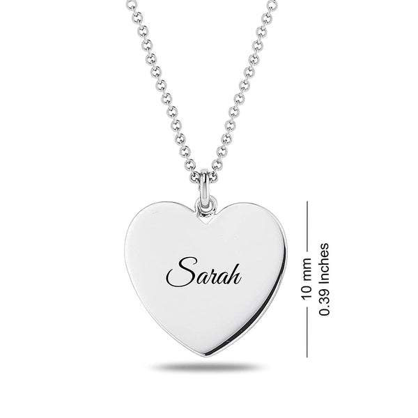 Personalised 925 Sterling Silver Engraved Heart Charm Name Necklace with Personalised Photo & Message BOX for Teen Women