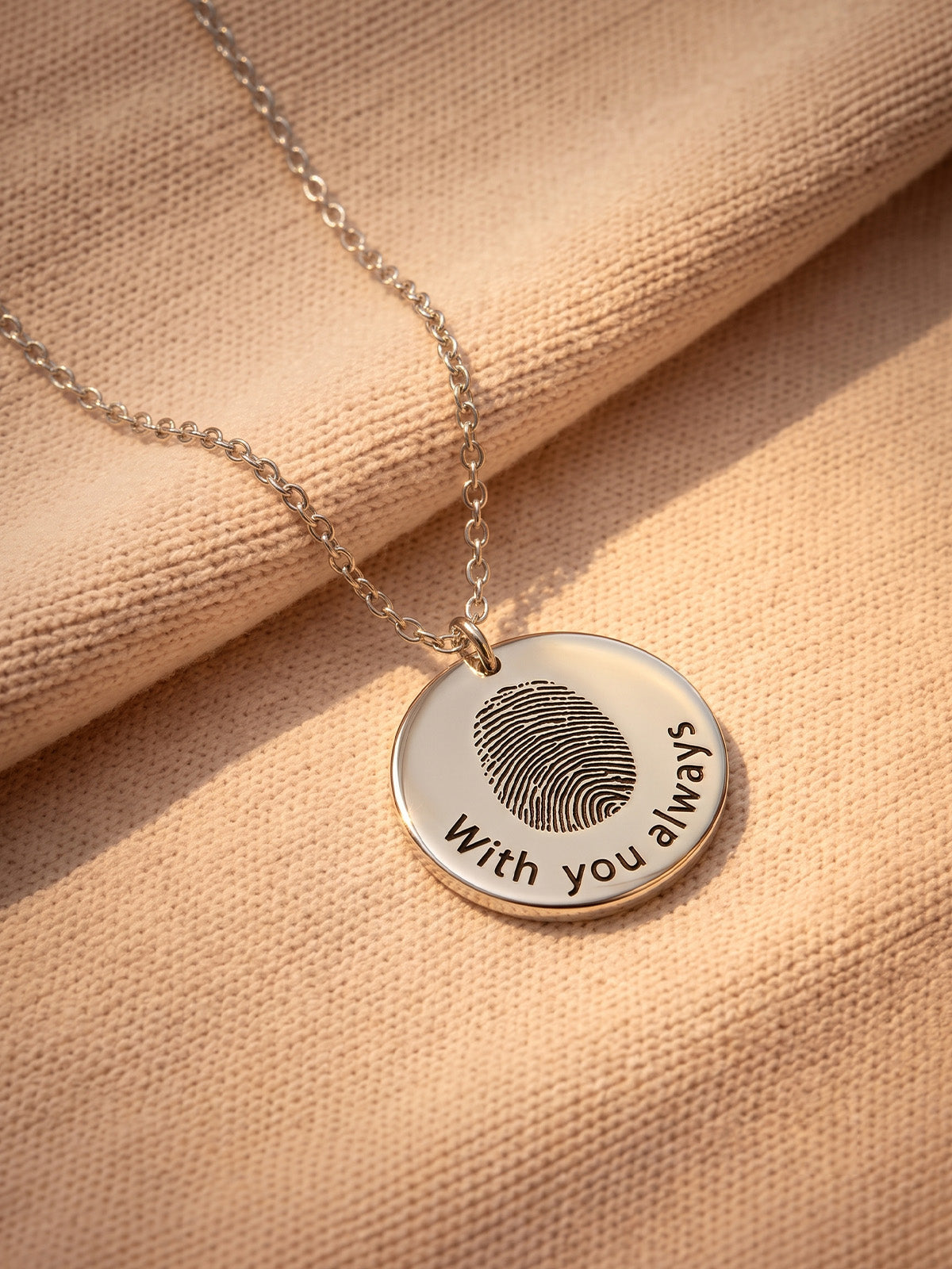Personalized Round Fingerprint Name Necklace