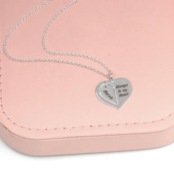 Personalised 925 Sterling Silver Engraved Name and Message Heart Pendant Necklace with Personalised Photo & Message BOX for Women