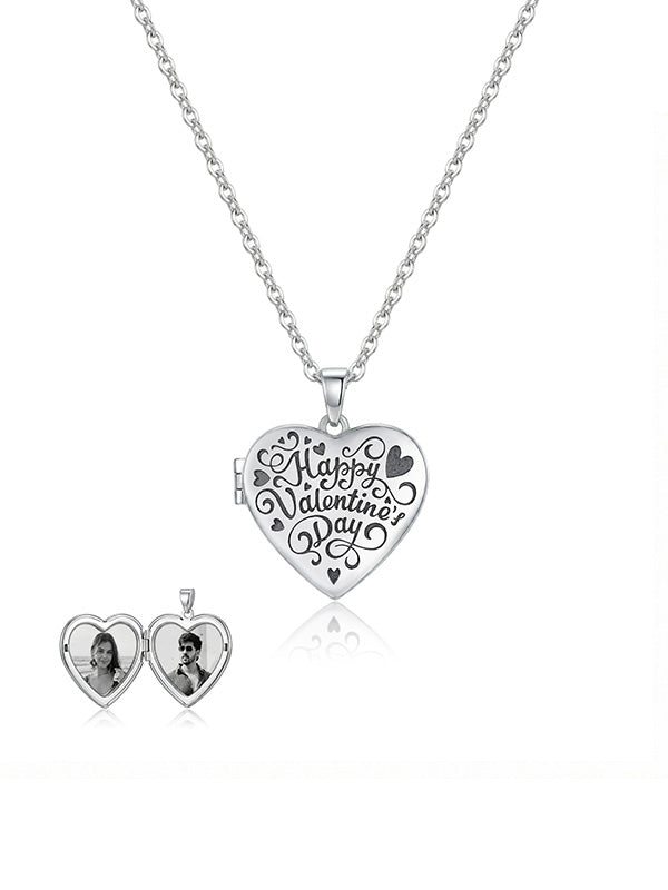 Personalized Heart Photo Message Locket Necklace