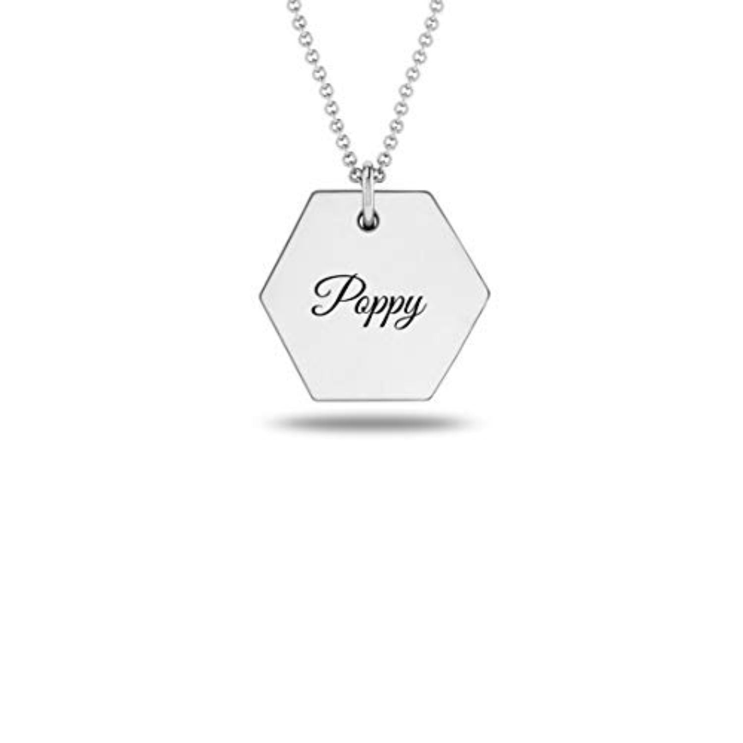 Personalised 925 Sterling Silver Hexagon Charm Name Necklace for Teen Women