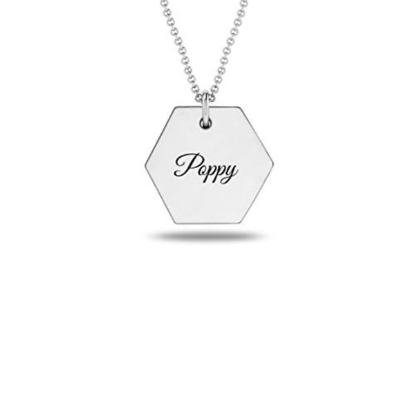 Personalised 925 Sterling Silver Hexagon Charm Name Necklace for Teen Women