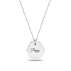 Personalised 925 Sterling Silver Hexagon Charm Name Necklace for Teen Women