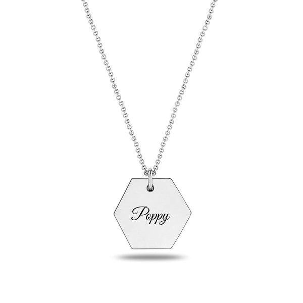 Personalised 925 Sterling Silver Hexagon Charm Name Necklace for Teen Women