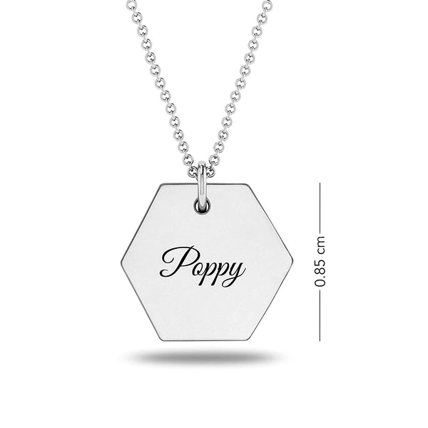 Personalised 925 Sterling Silver Hexagon Charm Name Necklace for Teen Women