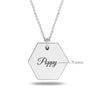Personalised 925 Sterling Silver Hexagon Charm Name Necklace for Teen Women