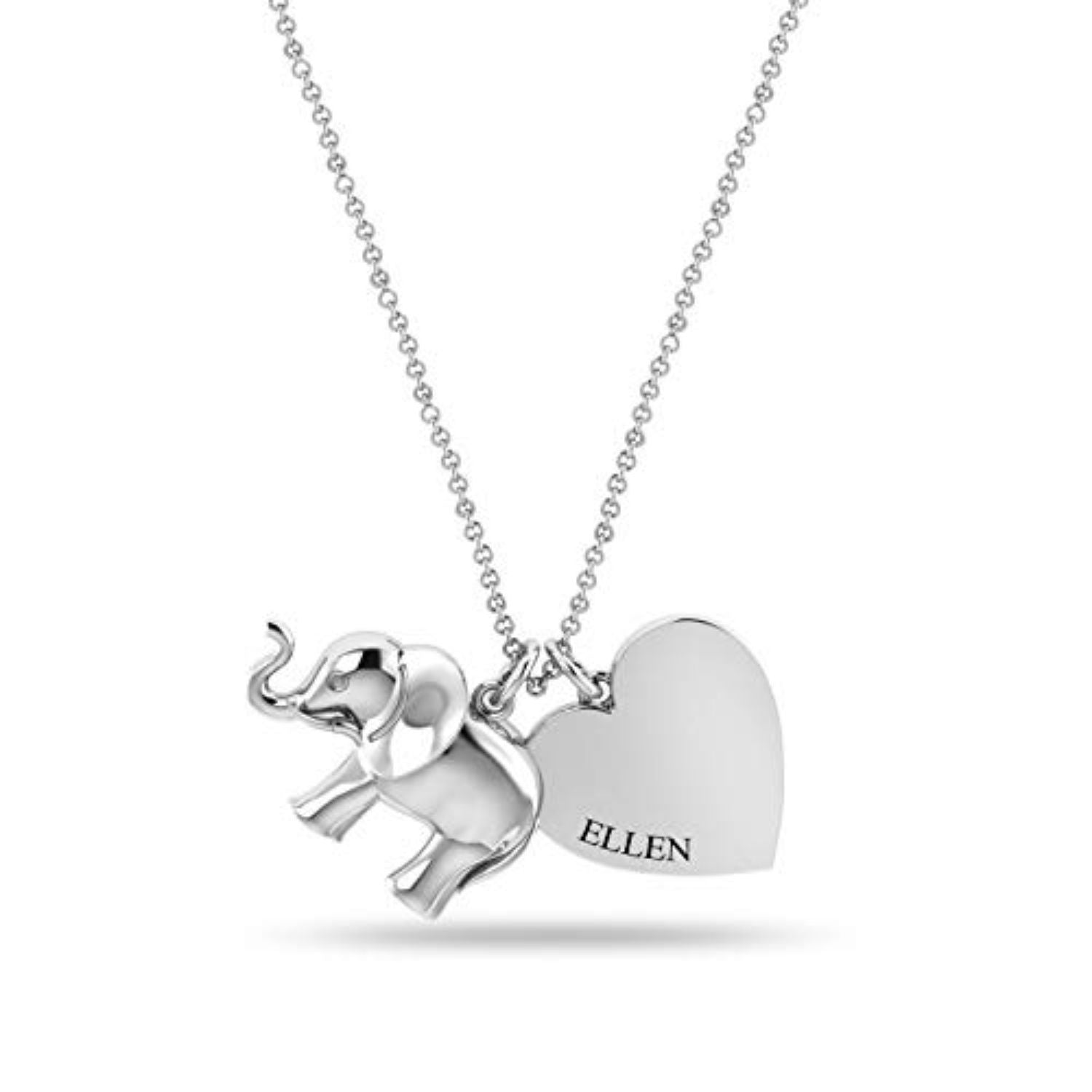 Personalised Elephant 925 Sterling Silver Pendant Necklace for Teen Women