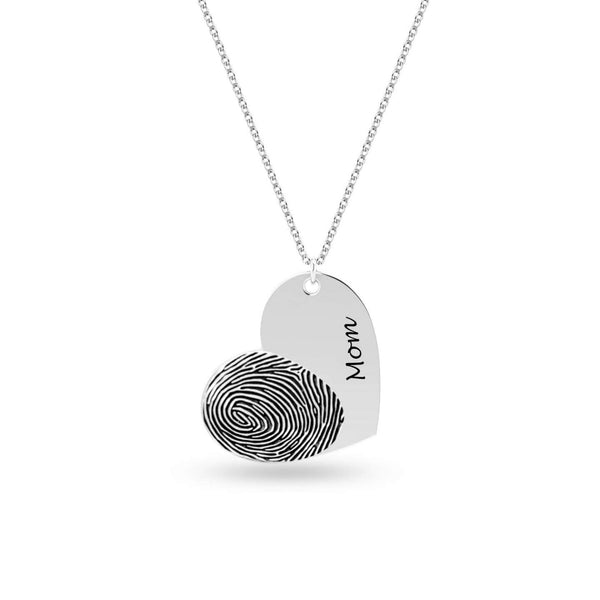 Personalised 925 Sterling Silver Actual Fingerprint Memorial Pendant Necklace for Men and Women