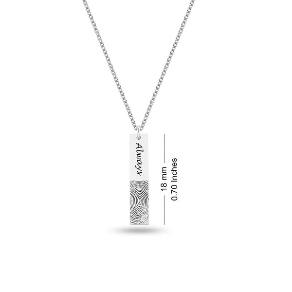 Personalised 925 Sterling Silver Actual Fingerprint Memorial Pendant Necklace for Men and Women